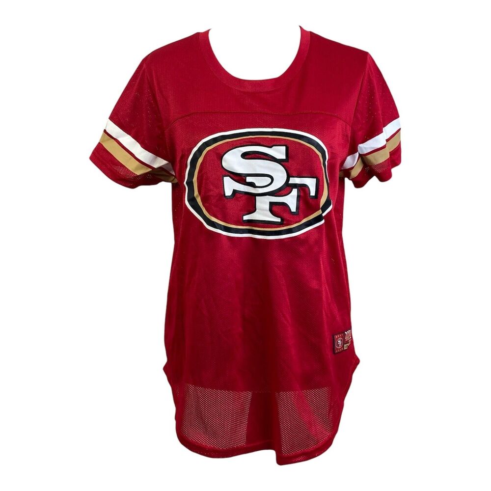 San Francisco 49ers Jersey Shirt Womens Large Red Mesh Short Sleeve Ultra Game